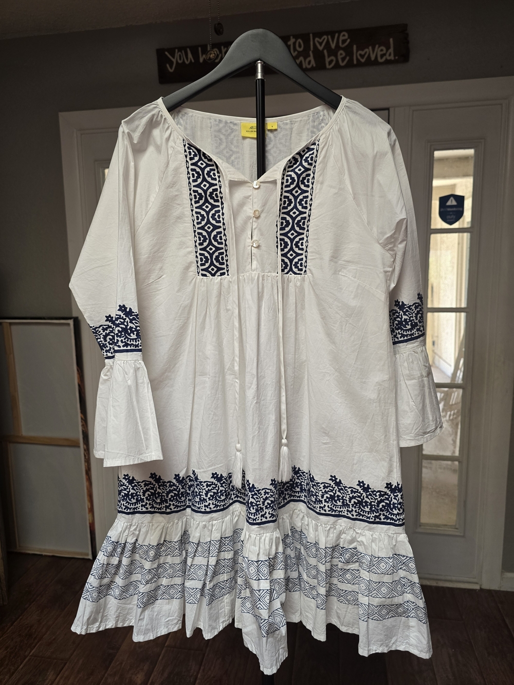 Roller Rabbit White Tunic with Navy Pattern